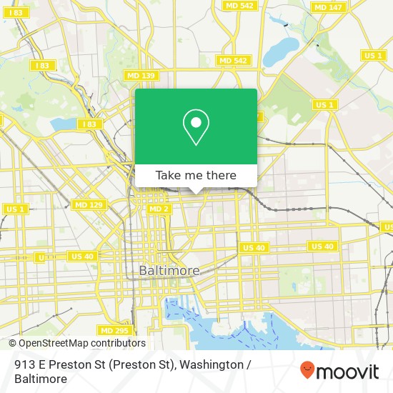 Mapa de 913 E Preston St (Preston St), Baltimore, MD 21202