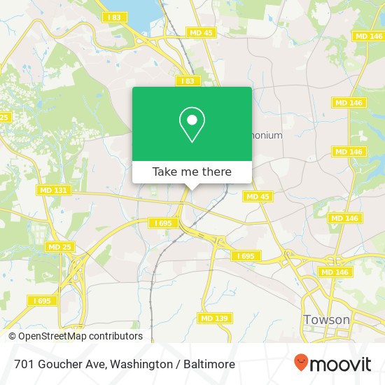 Mapa de 701 Goucher Ave, Lutherville Timonium, MD 21093