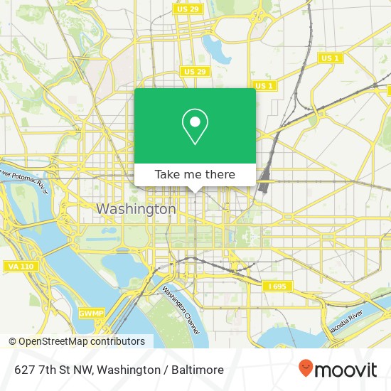 Mapa de 627 7th St NW, Washington, DC 20004