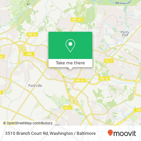 Mapa de 3510 Branch Court Rd, Parkville, MD 21234