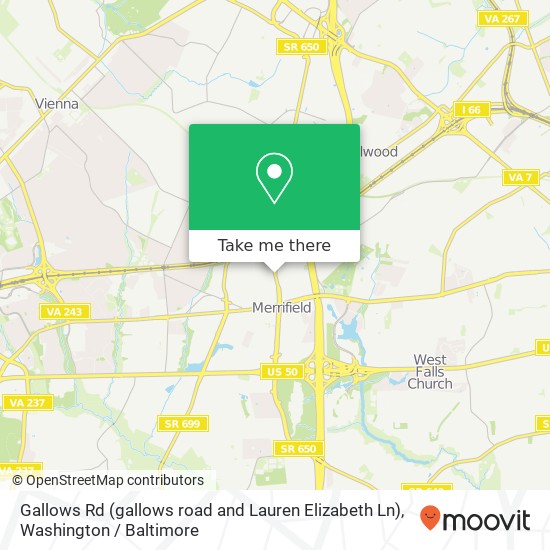 Mapa de Gallows Rd (gallows road and Lauren Elizabeth Ln), Vienna, VA 22180