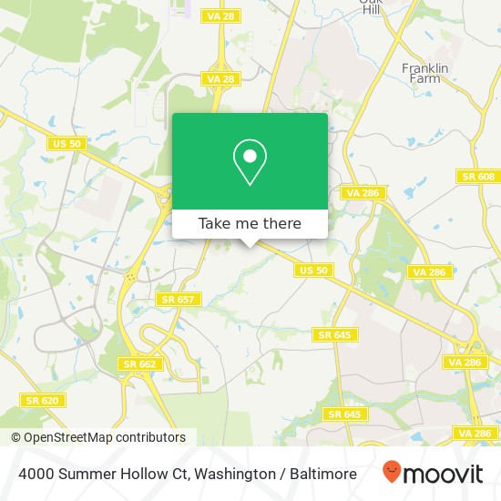 Mapa de 4000 Summer Hollow Ct, Chantilly, VA 20151