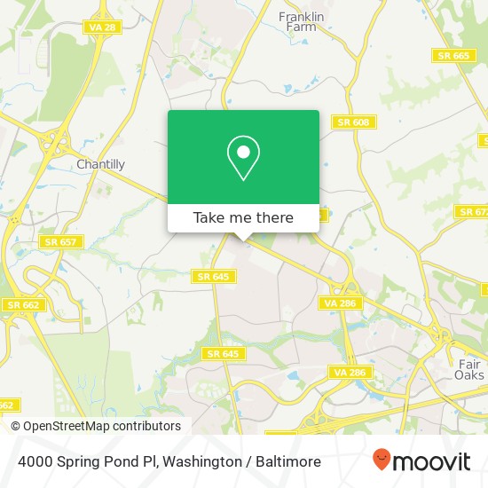 Mapa de 4000 Spring Pond Pl, Fairfax, VA 22033