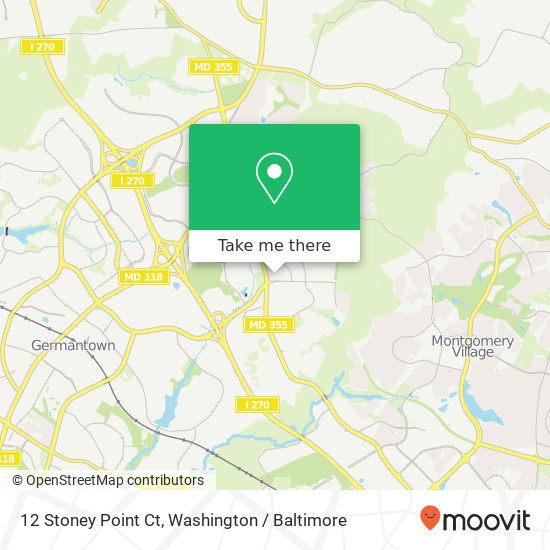 Mapa de 12 Stoney Point Ct, Germantown, MD 20876