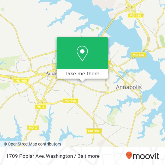 Mapa de 1709 Poplar Ave, Annapolis, MD 21401