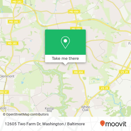 Mapa de 12605 Two Farm Dr, Silver Spring (SILVER SPRING), MD 20904