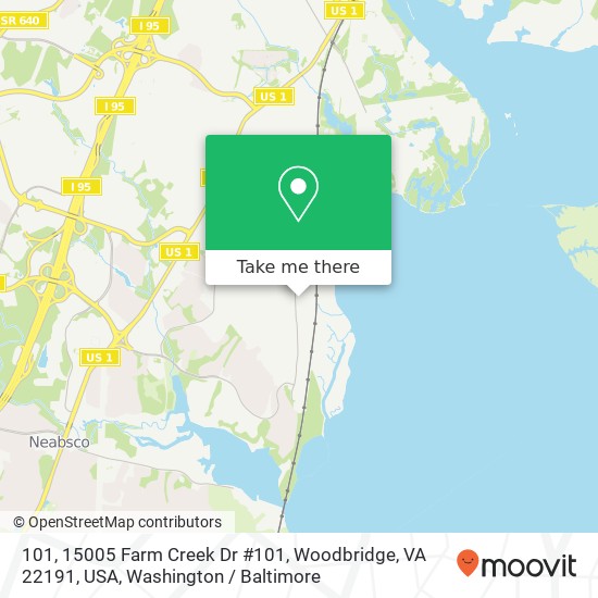 Mapa de 101, 15005 Farm Creek Dr #101, Woodbridge, VA 22191, USA