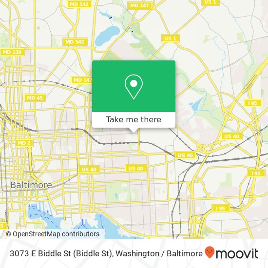 Mapa de 3073 E Biddle St (Biddle St), Baltimore, MD 21213