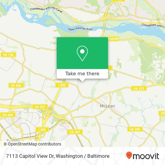 Mapa de 7113 Capitol View Dr, McLean, VA 22101