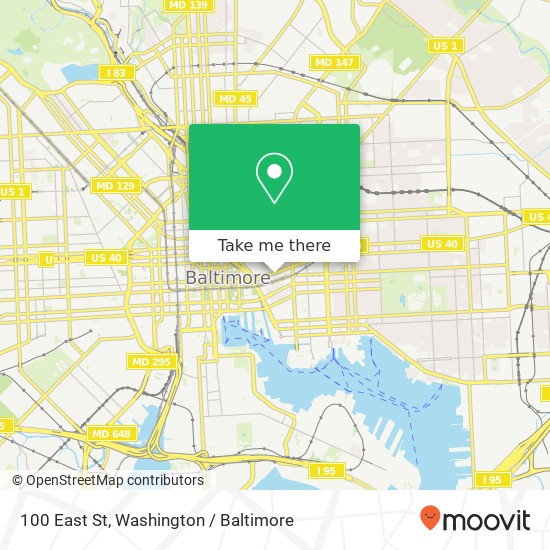 Mapa de 100 East St, Baltimore (EAST CASE), MD 21202