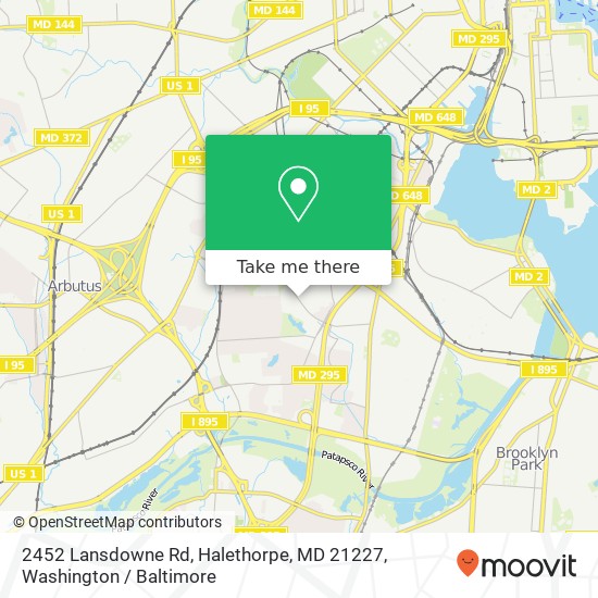 Mapa de 2452 Lansdowne Rd, Halethorpe, MD 21227