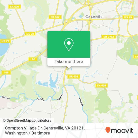 Mapa de Compton Village Dr, Centreville, VA 20121