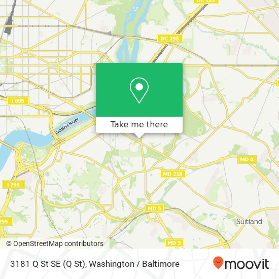 Mapa de 3181 Q St SE (Q St), Washington, DC 20020