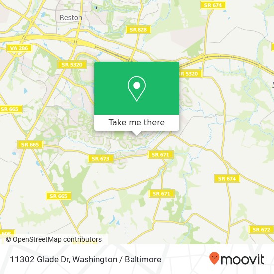 Mapa de 11302 Glade Dr, Reston, VA 20191