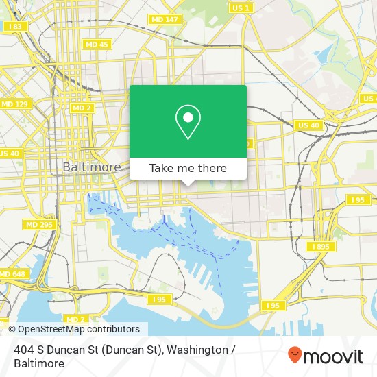 Mapa de 404 S Duncan St (Duncan St), Baltimore, MD 21231