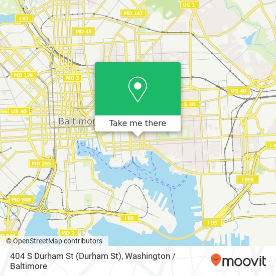 Mapa de 404 S Durham St (Durham St), Baltimore, MD 21231