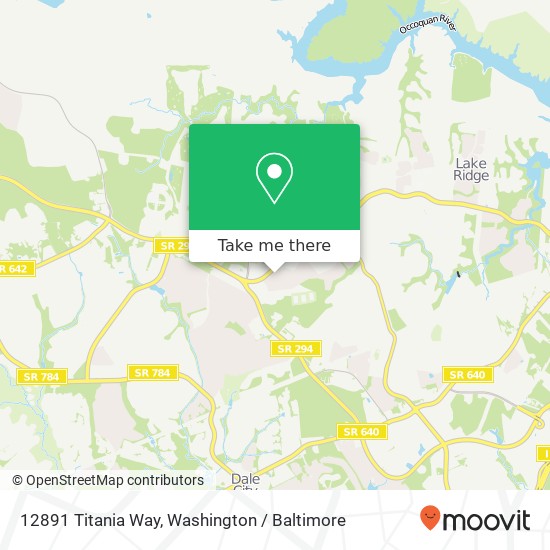 Mapa de 12891 Titania Way, Woodbridge, VA 22192