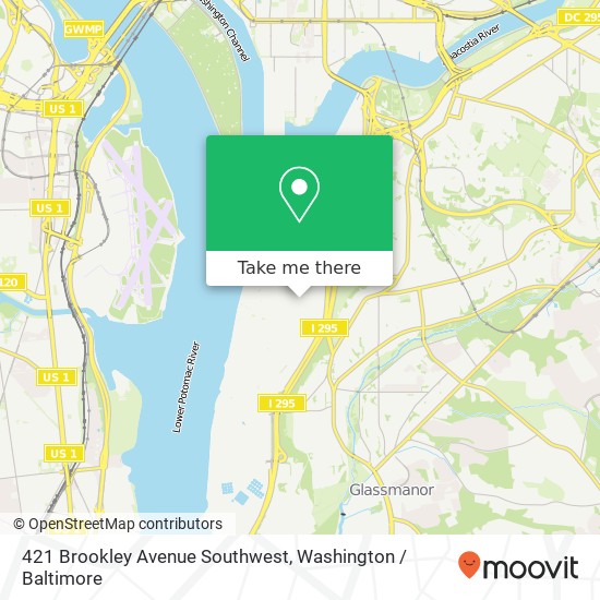 Mapa de 421 Brookley Avenue Southwest, 421 Brookley Ave SW, Washington, DC 20032, USA