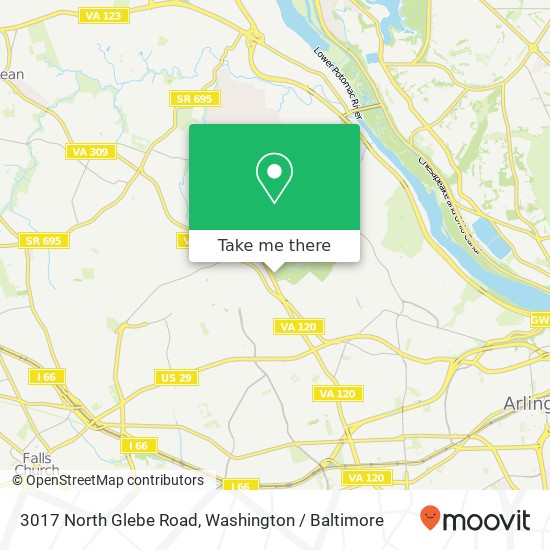 Mapa de 3017 North Glebe Road, 3017 N Glebe Rd, Arlington, VA 22207, USA