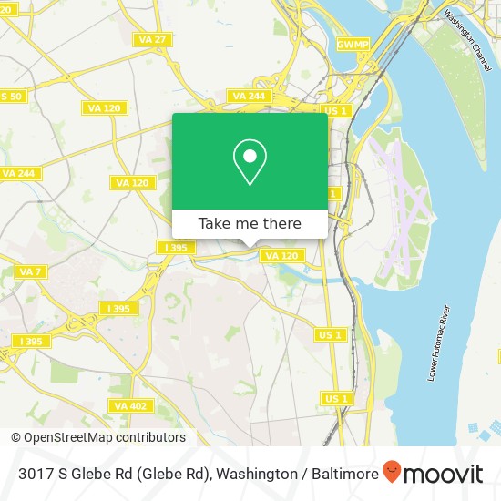 Mapa de 3017 S Glebe Rd (Glebe Rd), Arlington, VA 22206