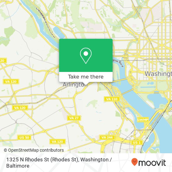 Mapa de 1325 N Rhodes St (Rhodes St), Arlington, VA 22209