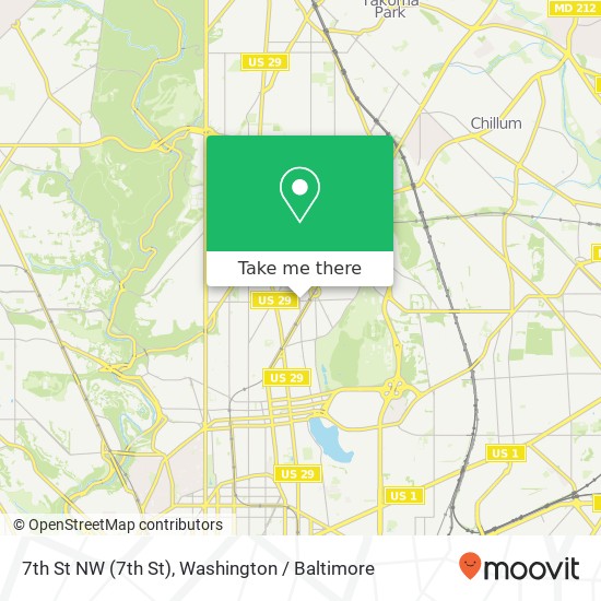 Mapa de 7th St NW (7th St), Washington, DC 20011