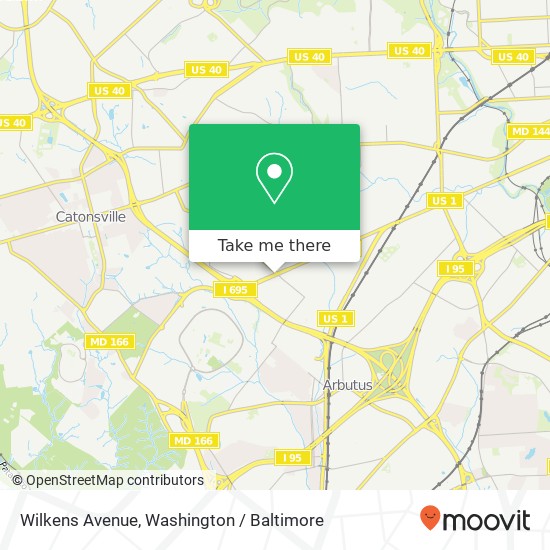 Mapa de Wilkens Avenue, Wilkens Ave, Maryland, USA