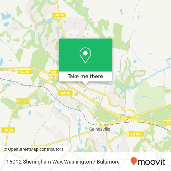 Mapa de 16012 Sheringham Way, 16012 Sheringham Way, Gainesville, VA 20155, USA