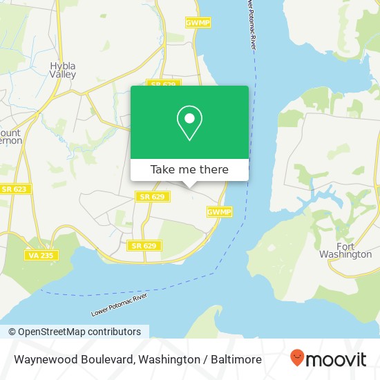 Mapa de Waynewood Boulevard, Waynewood Blvd, Fort Hunt, VA 22308, USA