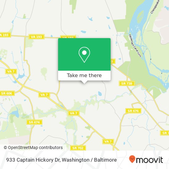 Mapa de 933 Captain Hickory Dr, Great Falls, VA 22066