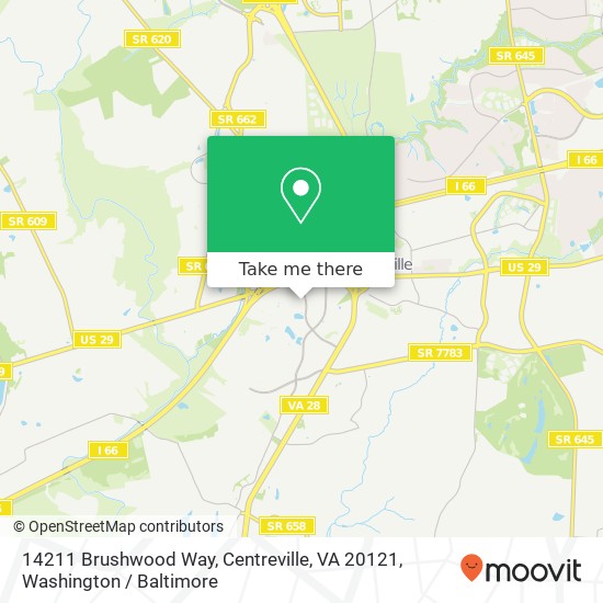 Mapa de 14211 Brushwood Way, Centreville, VA 20121