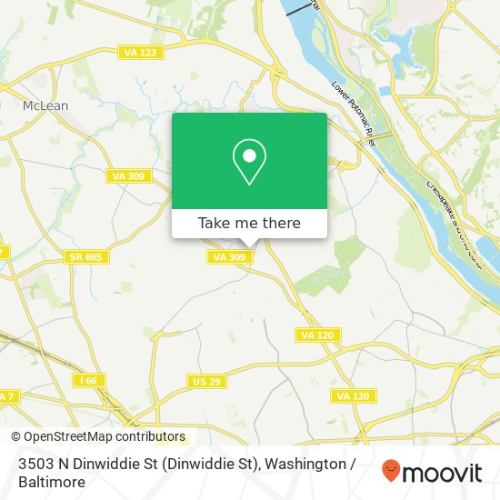 Mapa de 3503 N Dinwiddie St (Dinwiddie St), Arlington, VA 22207