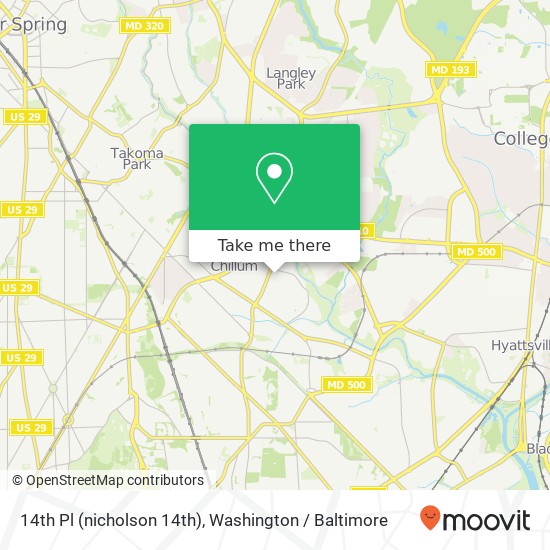 Mapa de 14th Pl (nicholson 14th), Hyattsville, MD 20782