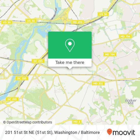 Mapa de 201 51st St NE (51st St), Washington, DC 20019