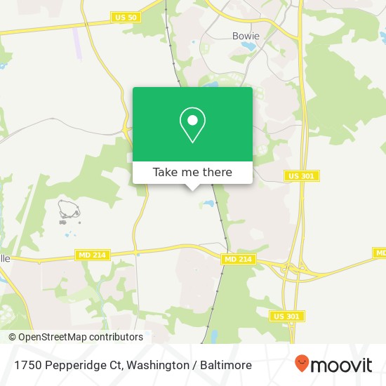 Mapa de 1750 Pepperidge Ct, Bowie, MD 20721