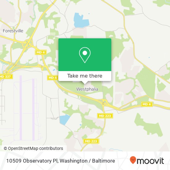 Mapa de 10509 Observatory Pl, Upper Marlboro, MD 20772