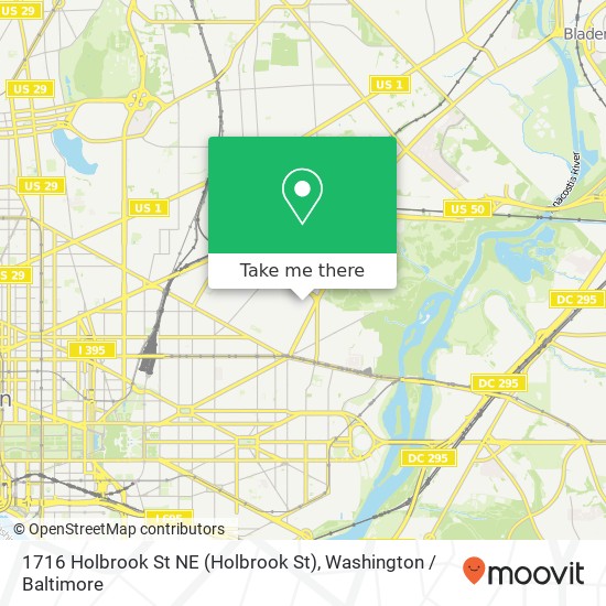 Mapa de 1716 Holbrook St NE (Holbrook St), Washington, DC 20002