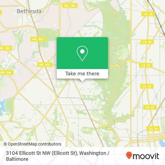 Mapa de 3104 Ellicott St NW (Ellicott St), Washington, DC 20008