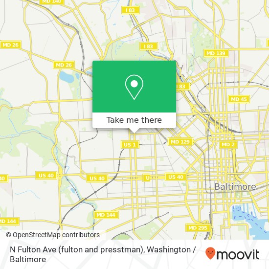 Mapa de N Fulton Ave (fulton and presstman), Baltimore, MD 21217