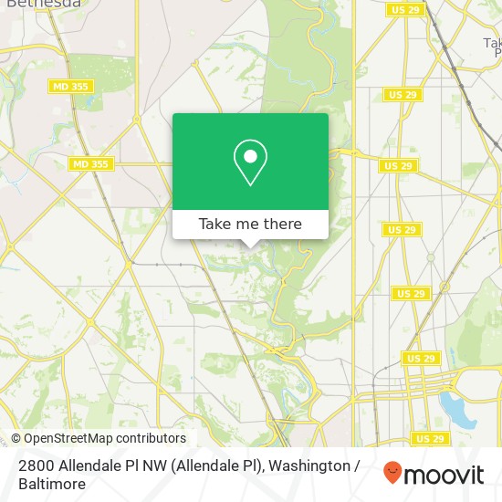Mapa de 2800 Allendale Pl NW (Allendale Pl), Washington, DC 20008