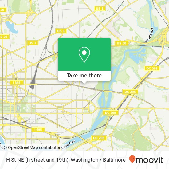 Mapa de H St NE (h street and 19th), Washington, DC 20002
