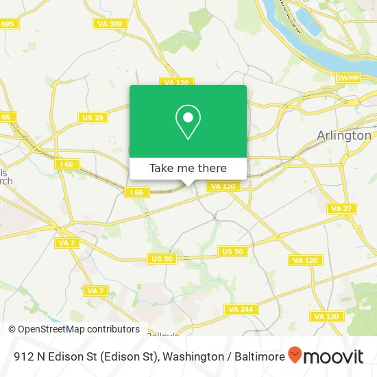 Mapa de 912 N Edison St (Edison St), Arlington, VA 22205