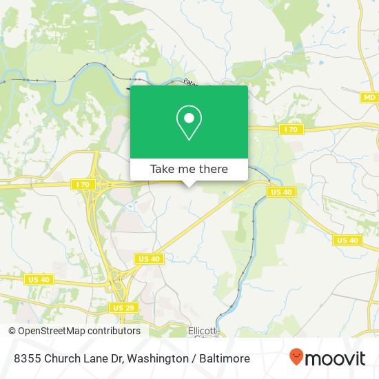 Mapa de 8355 Church Lane Dr, Ellicott City, MD 21043