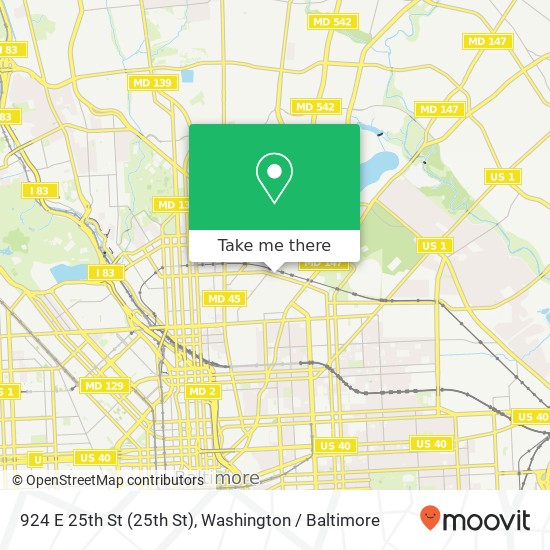 Mapa de 924 E 25th St (25th St), Baltimore, MD 21218