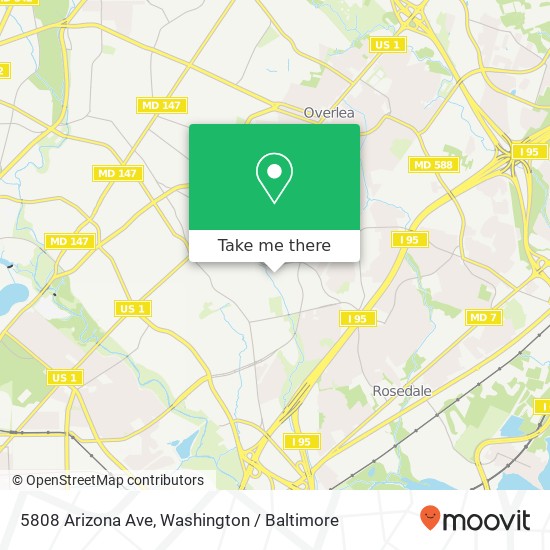 Mapa de 5808 Arizona Ave, Baltimore, MD 21206