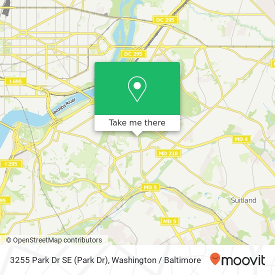 Mapa de 3255 Park Dr SE (Park Dr), Washington, DC 20020