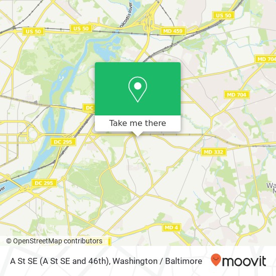 Mapa de A St SE (A St SE and 46th), Washington, DC 20019