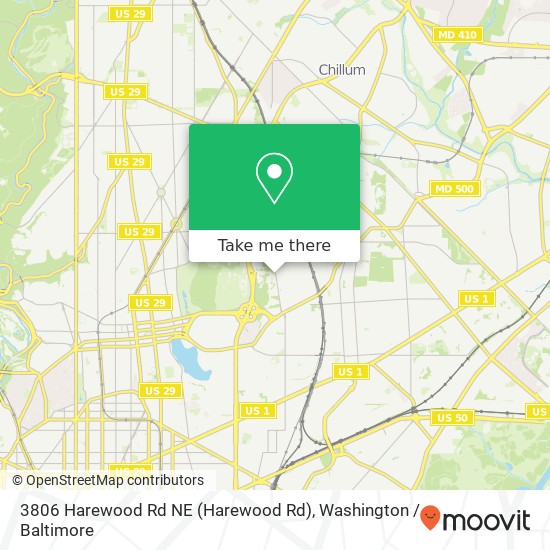 Mapa de 3806 Harewood Rd NE (Harewood Rd), Washington, DC 20017