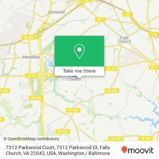 7312 Parkwood Court, 7312 Parkwood Ct, Falls Church, VA 22042, USA map