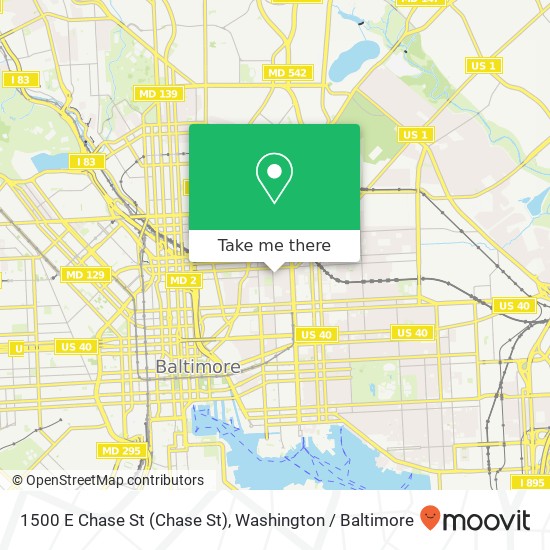 Mapa de 1500 E Chase St (Chase St), Baltimore, MD 21213